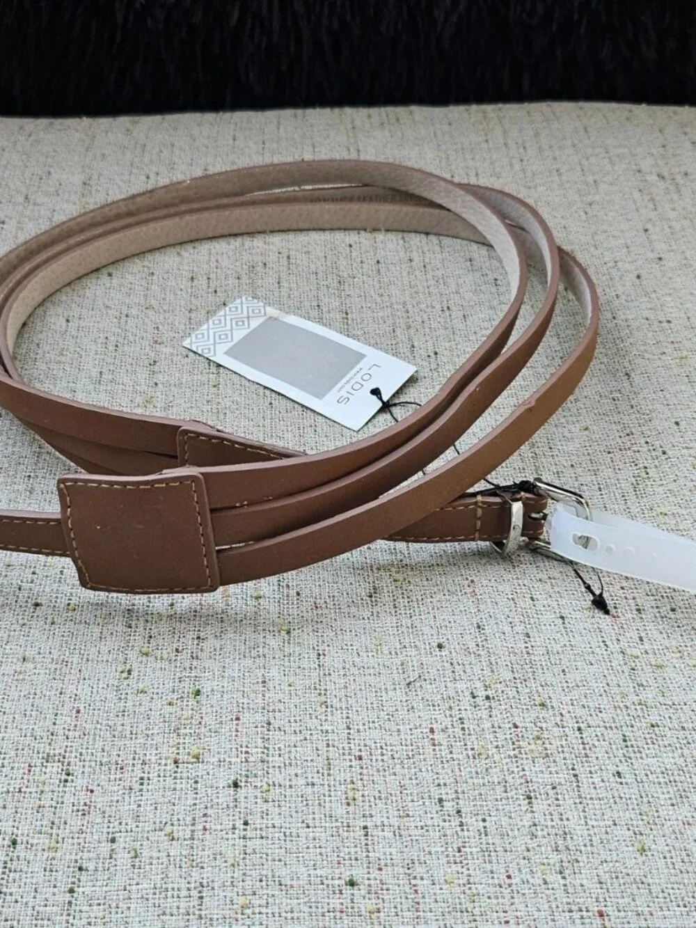 LODIS Belt Leather Brown 3 Strand Women Waistband Pin Buckle Size M/L NWT
